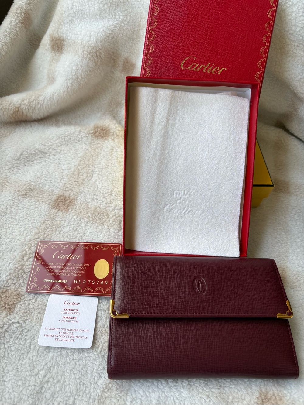 Cartier Bordeaux Trifold Wallet